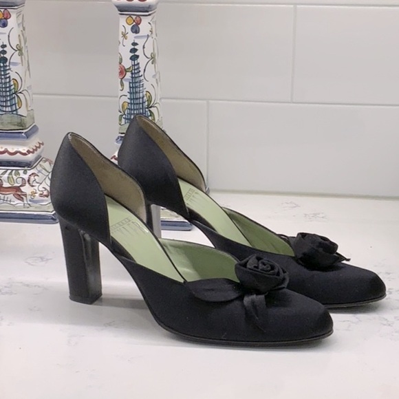Richard Tyler Shoes - Richard Tyler Vintage Satin Heels w/ Rosette Detail